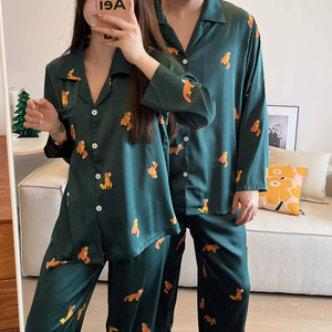 Hot Sale Wholesale <b>Pajamas</b> <b>Set</b> <b>for</b> <b>Men</b> and Women Silk Satin Couple <b>Pajama</b> <b>Set</b> Couples Matching <b>Pajama</b> - Product Image 2