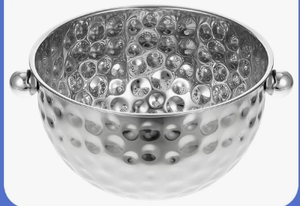 Seau à champagne de luxe en acier inoxydable martelé, grand modèle, finition miroir, avec poignées annulaires, pour hôtels et bars - Product Image 5