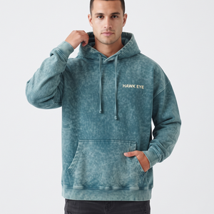 Sudadera con capucha de algodón grueso lavado para hombre, estilo oversize, casual, con hombros caídos, venta al por mayor - Product Image 3