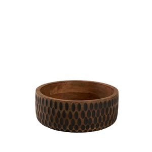 Modern Wooden Bowl Printed Pattern Decorative Serving Bowl Stylish <b>Table</b> Decor Handmade Wood Storage Bowl Home Use - Product Image 1