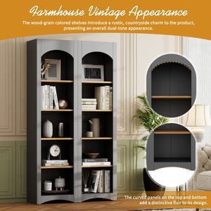 Libreria autoportante TREND a 5 ripiani, set da 2, scaffali in stile rustico, mobile contenitore bicolore con ripiani regolabili - Product Image 6