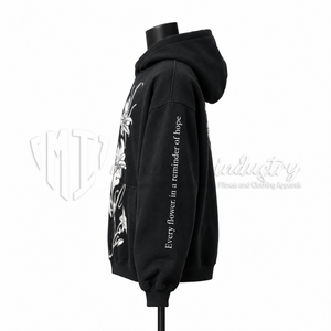 Unisex Oversized <b>Hoodie</b> Floral Graphic Print Streetwear Pullover Sweatshirt <b>Black</b> Fleece <b>Hoodie</b> For Men - Product Image 5
