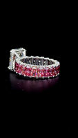 Bague en diamant Moissanite radieuse 4 carats pour femme grande pierre rose Rectangle deux tons pierre précieuse en vrac pour cadeau de mariage de fiançailles