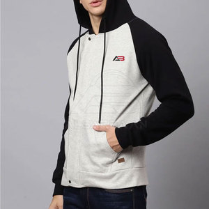 Sweat à capuche zippé pour homme, couleur unie, grande taille, style streetwear, haute qualité, vente en gros - Product Image 3