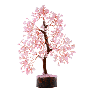 Arbre en cristal de quartz rose naturel de haute qualité, sculpté avec fil de cuivre, style ange, pour la guérison des chakras, le Feng Shui, l'attraction amoureuse et la vitalité - Product Image 1