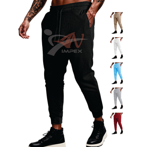 Cross-border Men's Summer Sports Casual Loose Breathable Solid Color Waffle Men's <b>Drawstring</b> <b>Trousers</b> - Product Image 5