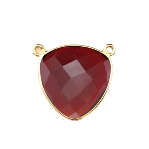 Gold Plated Trillion <b>Garnet</b> Charm Pendant | Faceted Gemstone Double Bail Jewelry Component - Product Image 1