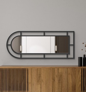 Miroir sur pied noir minimaliste grand format, idéal pour la décoration de chambre et de salon, et pour vérifier les tenues quotidiennes. Vente en gros depuis l'Inde. - Product Image 2