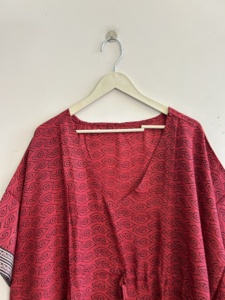 Crepe Silk Recycle Sari <b>Kaftan</b> Dress Soft Comfy Luxury Gown Vintage <b>Maxi</b> Dress - Product Image 2