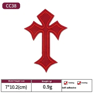 Parche de Fieltro No Tejido con Bordado 3D de Cruz Gótica Y2K, Autoadhesivo y Termoadhesivo, Aplique DIY para Camisetas, Bolsos, Gorras, Vestidos, etc. - Product Image 5