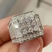 Bague unisexe TISHYA DIAMOND en moissanite, plaqué or, argent sterling, taille brillant, style vintage, luxe, mariage, hip-hop