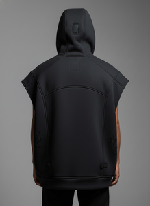 Gilet sans manches à capuche en néoprène pour homme, motif géométrique gaufré, coupe-vent, doublure polaire, pull d'hiver - Product Image 2