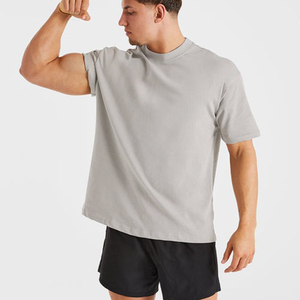 100% Cotton Woven Breathable Eco-Friendly Front Custom Logo Casual Style Blank T-Shirt Oversized <b>Drop</b> Shoulder Shirts - Product Image 5