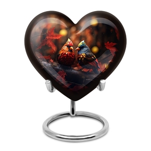 Handcrafted Heart <b>Keepsake</b> Urn Engraved Metal Mini Funeral <b>Ashes</b> Holder with Stand - Product Image 6