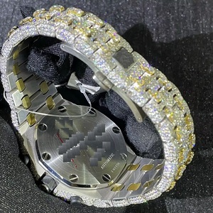 Reloj de Lujo para Hombre, Estilo Hip Hop, Chapado en Oro Amarillo de 18k, Movimiento Mecánico ETA, Correa de 18mm, Totalmente Adornado con Moissanita Real - Product Image 3