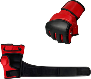 Gants de MMA demi-doigts en PU avec support de poignet auto-agrippant, légers pour l'entraînement de boxe et d'arts martiaux, unisexe - Product Image 3