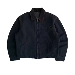 Men's Cotton Workwear Canvas <b>Jacket</b> Solid Color Turn Down Collar Zipper Closure Regular <b>Fit</b> Autumn Wear Puffer Canvas <b>Jacket</b> - Product Image 3