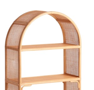 Handmade Natural Rattan Shelving Arched Top <b>Storage</b> Rack <b>Wicker</b> Tall Bookcase Mesh Back Display <b>Unit</b> - Product Image 3