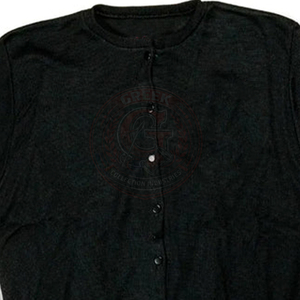 Cárdigan Negro de Punto con Cuello Redondo, Manga Larga, Bordado con Letras Griegas, Botones al Frente, Suéter para Mujer, Color Sólido, para Todas las Temporadas - Product Image 4