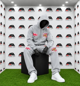 Survêtement d'hiver personnalisé avec logo brodé, sweat à capuche oversize léger et uni, pantalon de jogging droit, streetwear 100% coton - Product Image 5