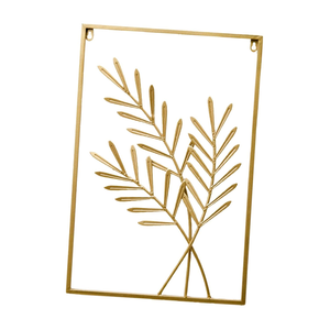 Modern Gold Metal Palm <b>Leaf</b> <b>Wall</b> Art <b>Decorative</b> Framed <b>Wall</b> Hanging Sculpture for Living Room Bedroom Home Interior <b>Decoration</b> - Product Image 5