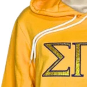 เสื้อฮู้ดปักลาย Sigma Gamma Rho แบบมีกลิตเตอร์ เสื้อสเวตเชิ้ตผ้าฟลีซแบบมีฮู้ดตัวอักษรกรีกแบบกำหนดเอง สไตล์แฟชั่นสำหรับชมรมนักศึกษาชั้นนำ - Product Image 5