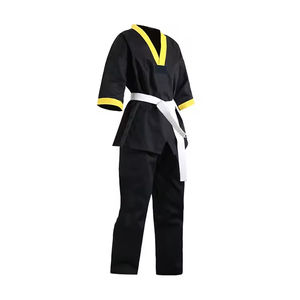 Uniforme de Taekwondo para Adultos, Negro y Blanco, Poliéster/Algodón, Transpirable, Ligero, con Logotipo Personalizado, Ropa de Artes Marciales - Product Image 2
