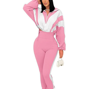 Conjunto Deportivo de 2 Piezas para Mujer, Sudadera con Cremallera Completa de Manga Larga, Chaqueta Corta y Leggings, Conjuntos para Hacer Ejercicio - Product Image 1