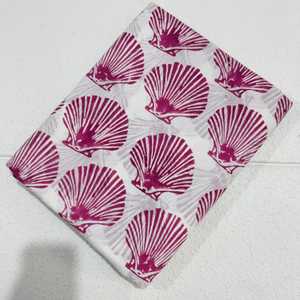 Pink Shell Print 100% Cotton Poplin <b>Fabric</b> 43/44" Wide <b>Medium</b> Weight Woven Stain Resistant Ethnic Style Home Textile Material - Product Image 3
