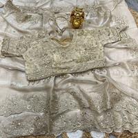 Sari en soie satinée traditionnel indien, élégant et magnifique, brodé avec des fils Zari, pour les occasions de fête et de mariage, pour femmes