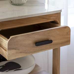 Consola Vandana Elara Nimbus con cajón en madera de acacia y mármol Emyr - Product Image 4