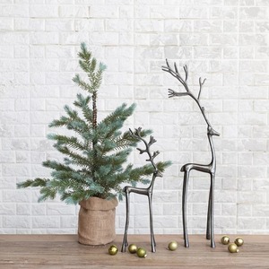 Figurines de cerfs en métal faites à la main, lot de 2, sculptures d'animaux minimalistes pour la décoration de table de Noël, salon - Product Image 1