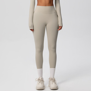High Waist Knitted Solid Color <b>Leggings</b> <b>with</b> <b>Pockets</b> Stretchy Breathable Seamless Quick Dry Comfortable All Seasons Wear - Product Image 4