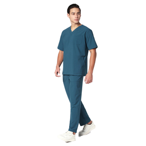 Unisex Cotton Worsted Fabric Scrub Uniform Medical <b>Doctor</b> <b>Set</b> OEM Factory Custom Logo Design Hospital Clothing Needle Detection - Product Image 2