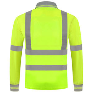 Polo de sécurité en polyester personnalisé, design sur mesure, réfléchissant, à manches longues, séchage rapide, pour la course nocturne - Product Image 4
