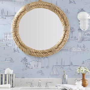 Miroir mural en corde marine, style bohème nautique, pour la décoration intérieure, miroir décoratif rond suspendu, fabriqué au Vietnam - Product Image 3