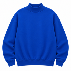Sweat-shirt à col montant bleu cobalt pour homme, coupe ample, en molleton, décontracté, streetwear d'hiver - Product Image 1