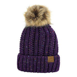 Gorro de Punto Azul Marino con Pompón de Piel Sintética, Gorro de Invierno Unisex, Estilo Casual, Talla Adulto 56-58CM - Product Image 6