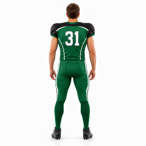 Ensemble d'uniformes de football américain personnalisés vert émeraude et charbon, maillot en mesh respirant, pantalon rembourré, vêtements de sport d'équipe - Product Image 3