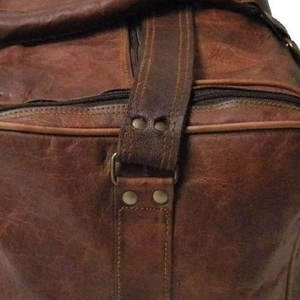 Hot Selling High Quality Genuine <b>Leather</b> Duffle Bags Premium <b>Leather</b> and Fabric Waterproof <b>Leather</b> Sports Bag - Product Image 6