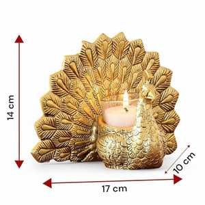 Iron Peacock <b>Tealight</b> <b>Holder</b> | Handmade Indian Home Decor Christmas & Easter Table Centerpiece - Product Image 3