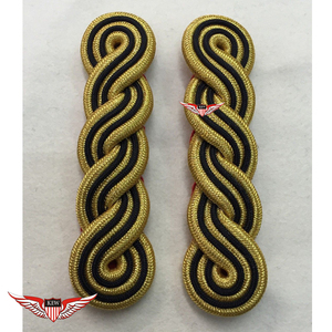 KEW Epaulettes Yellow Black <b>Braided</b> Bullion Wire Mylar Thread Eco-Friendly Vintage Style Customizable Luxury Durable <b>Accessory</b> - Product Image 1