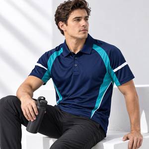Men's <b>Navy</b> <b>Blue</b> Sporty <b>Polo</b> <b>Shirt</b> Short Sleeve Color Blocked Quick Dry Knitted Fabric Regular Fit Golf <b>Polo</b> For Men - Product Image 6