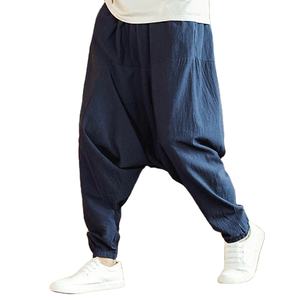 Haute qualité 100% coton hommes et femmes pantalons de survêtement respirant personnalisé goutte entrejambe pantalons de survêtement coupe ample - Product Image 4
