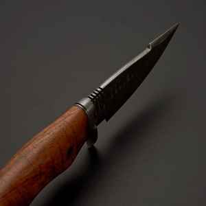 มีดบุชคราฟท์เหล็กดามัสกัสตีขึ้นรูปด้วยมือ ขายดี พร้อมปลอกหนัง รองรับ OEM ใบมีดแบบ Fixed Blade เหมาะสำหรับตั้งแคมป์และล่าสัตว์ - Product Image 5