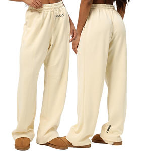 Pantalon de survêtement ample et droit pour femme, en molleton de coton, personnalisable avec logo, style décontracté et élégant - Product Image 1