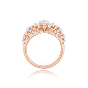 Anillo de Diamantes Floral Grande de Oro Rosa de 18K al por Mayor, Joyería de Cóctel con Filigrana Intrincada, Proveedor de Lujo para Boutiques - Product Image 3