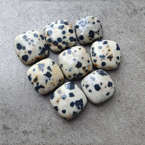 Venta al por mayor de cabujones de jaspe dalmático natural auténtico, talla cuadrada tipo cojín, parte trasera plana, gema amarilla para joyería femenina. - Product Image 3