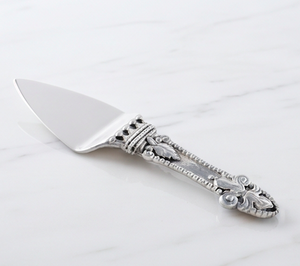 Ensemble de 2 ustensiles de service vintage pour gâteau, avec manche orné de fleurs-de-lis, en argent, pour usage domestique - Product Image 3