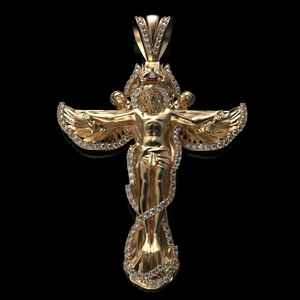 Pendentif Croix de Jésus en Moissanite VVS Plaqué Or, Breloque Religieuse en Argent 925 pour Bijoux Chrétiens Fins, Pendentifs et Breloques - Product Image 1